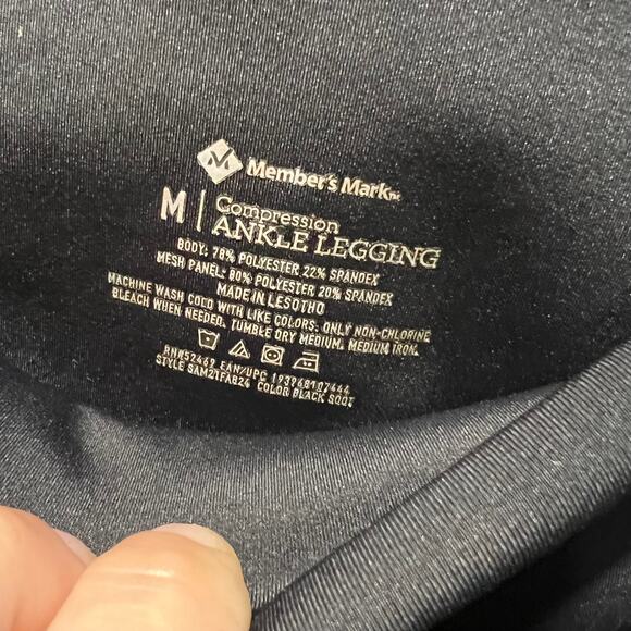 Members Mark Compression Ankle Leggings Medium Black High Waist Yoga - Picture 2 of 3